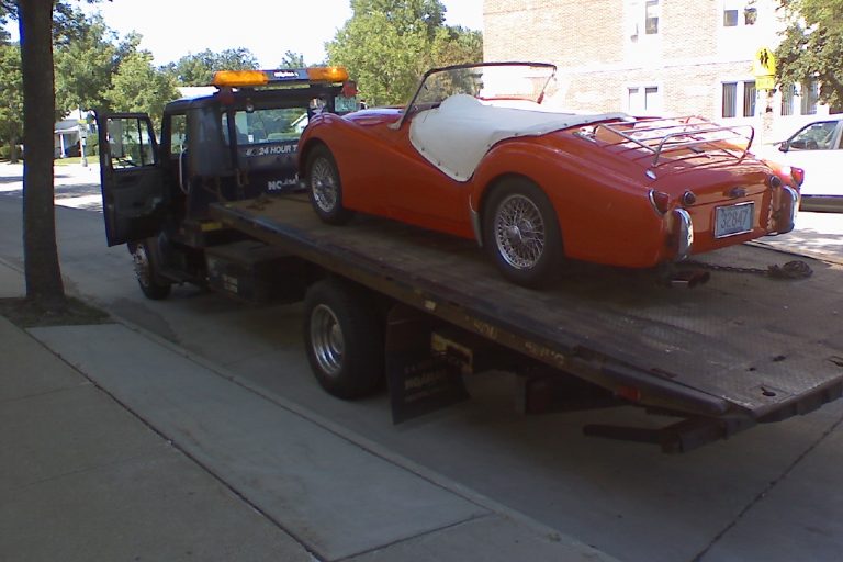 Little red loaded on flatbed after clutch failed.